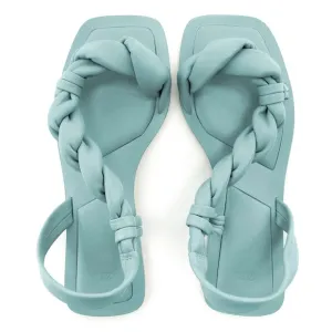ZARA NWT LIGHT BLUE LEATHER WOVEN SANDALS