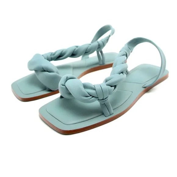 ZARA NWT LIGHT BLUE LEATHER WOVEN SANDALS
