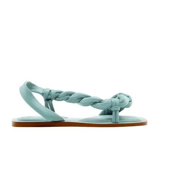 ZARA NWT LIGHT BLUE LEATHER WOVEN SANDALS