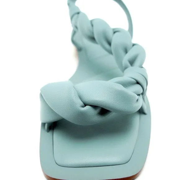 ZARA NWT LIGHT BLUE LEATHER WOVEN SANDALS