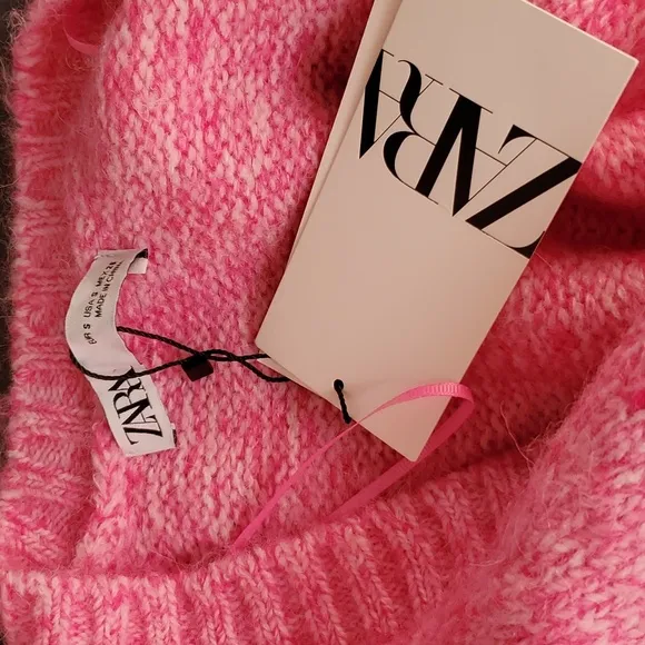 ZARA oversized knit long sweater pink size S