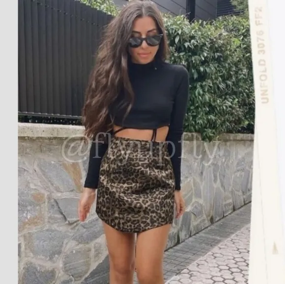 Zara * Satin Effect Leopard Animal Print  Cheetah Mini Skirt