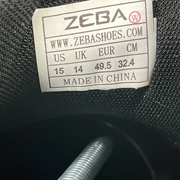 Zeba Men's Jet Black Lace Up Mesh Walking Hands Free Shoes Size 15 Wide