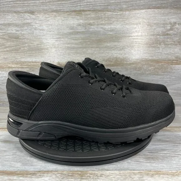 Zeba Men's Jet Black Lace Up Mesh Walking Hands Free Shoes Size 15 Wide