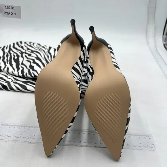 Zebra Women Wide Calf Knee High Boots Kitten Heels Long Booties Walking Shoes