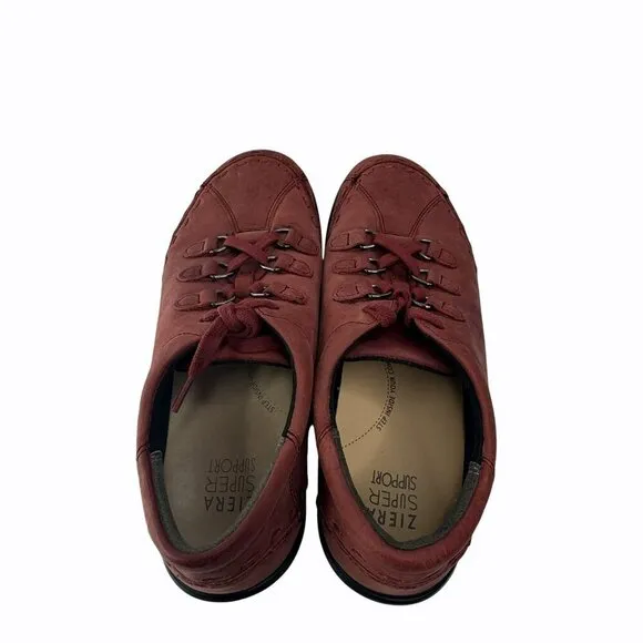 Ziera Allsorts Super Support Red Leather Casual Walking Shoes Size 38 W Standard