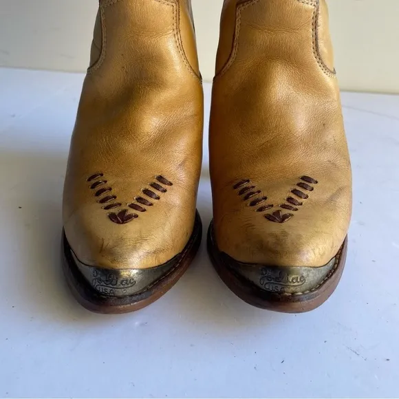 Zodiac USA Vintage Cowboy Boots Women’s Western Heeled Shoe Tan Leather Size 5.5