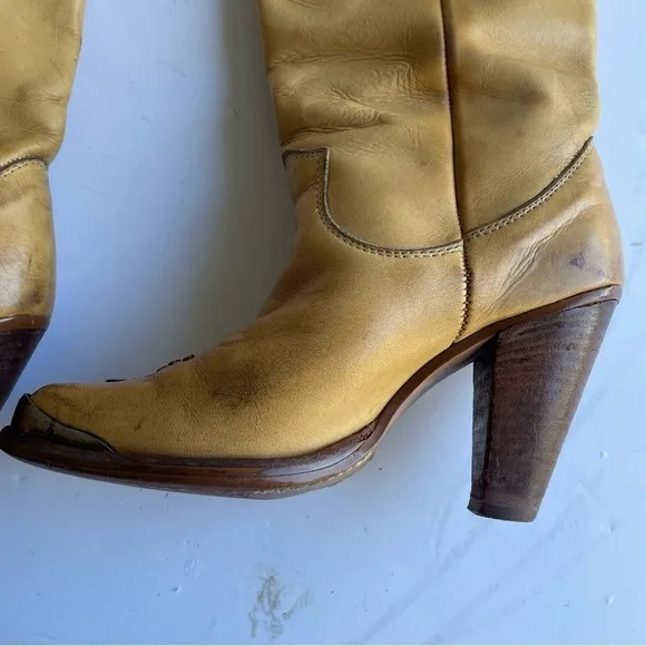 Zodiac USA Vintage Cowboy Boots Women’s Western Heeled Shoe Tan Leather Size 5.5
