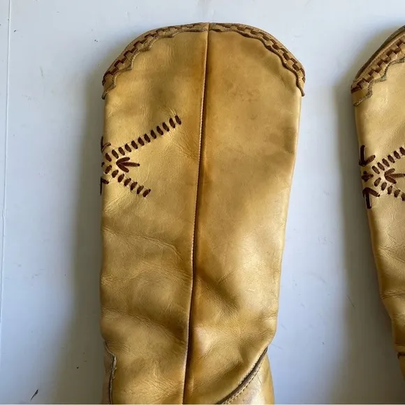 Zodiac USA Vintage Cowboy Boots Women’s Western Heeled Shoe Tan Leather Size 5.5