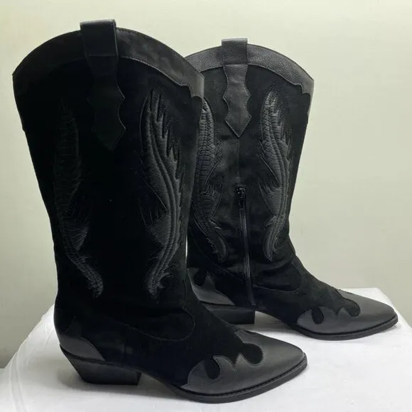 Zodiac Women’s Marlena Cowgirl Boots – Black – Size 10M – Pointed Toe –