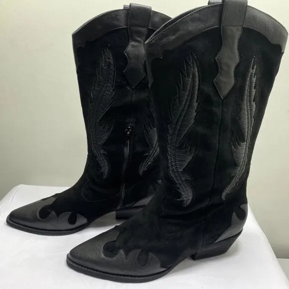 Zodiac Women’s Marlena Cowgirl Boots – Black – Size 10M – Pointed Toe –