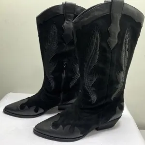 Zodiac Women’s Marlena Cowgirl Boots – Black – Size 10M – Pointed Toe –